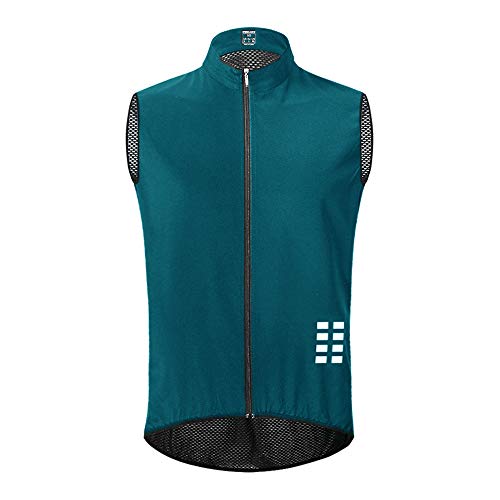 WOSAWE Chaleco de Ciclismo, Hombres Transpirable Sin Mangas Chaqueta de MTB Cortavientos Ropa de Bicicleta (Navy L)