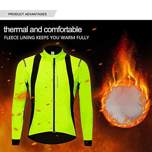 WOSAWE Chaqueta de Ciclismo para Hombre Prueba de Viento Térmico Manga Larga MTB Chaquetas para Invierno Otoño (BC232 Verde XL)