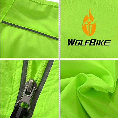 WOSAWE Ciclismo chaqueta impermeable hombres mujeres transpirable MTB Jersey manga larga Racing cortavientos abrigo para todas las estaciones, Unisex, Verde-A, L