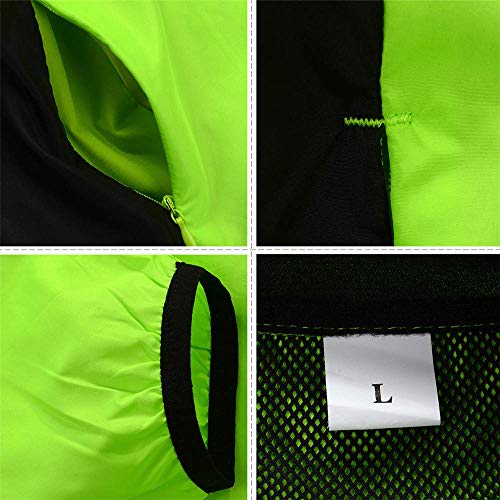 WOSAWE Ciclismo chaqueta impermeable hombres mujeres transpirable MTB Jersey manga larga Racing cortavientos abrigo para todas las estaciones, Unisex, Verde-A, L