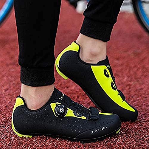 WYUKN Hombre Calzado de Ciclismo Calzado para Bicicleta de Carretera Autoblocante Transpirable Deportes Al Aire Libre Zapatillas MTB Antideslizante para Carretera Descenso,Green-44EU