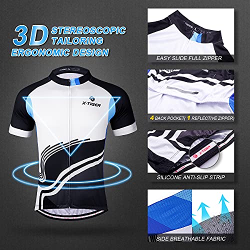 X-TIGER Hombres de Bicicleta con 5D Gel Acolchado MTB Ciclismo Tirantes Culotte Pantalones Cortos Culotes (#2, XL(CN)=L(EU))