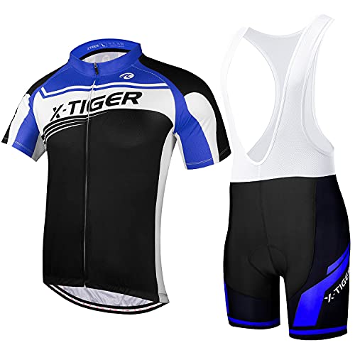 X-TIGER Hombres de Bicicleta con 5D Gel Acolchado MTB Ciclismo Tirantes Culotte Pantalones Cortos Culotes (#3, 2XL(CN)=XL(EU))