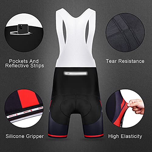 X-TIGER Hombres de Bicicleta con 5D Gel Acolchado MTB Ciclismo Tirantes Culotte Pantalones Cortos Culotes