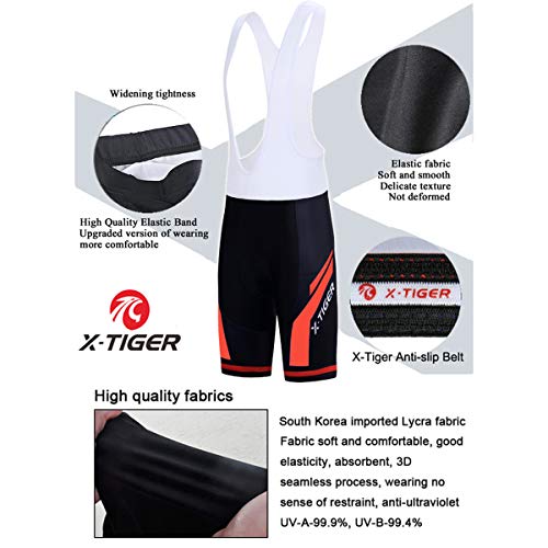 X-TIGER Hombres Ropa Interior de Bicicleta con 5D Gel Acolchado MTB Ciclismo Pantalones Cortos-Negro (Rojo Culotte Pantalones, XL)