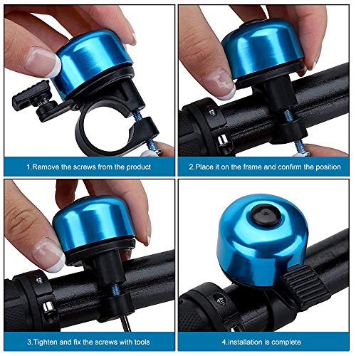 XAEIOW Timbre para bicicleta, mini timbre de bicicleta, para niños, para bicicleta de carretera, bicicleta de montaña, bicicleta infantil, juego de 2 unidades, 22 mm de diámetro (1 azul, 1 rojo)