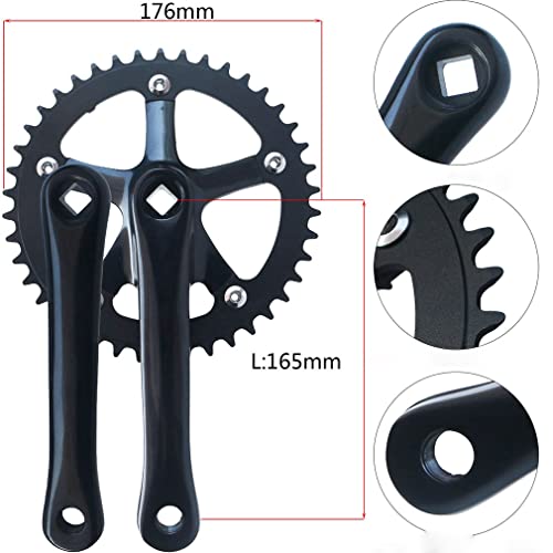 XHEEB Juego De Bielas MTB.Manivela De Bicicleta De MontañA No Integrada Manivela De Bicicleta De Carretera con PiñóN 130BCD PiñóN Positivo Y Negativo Negro 170 Mm/Plata 165 Mm