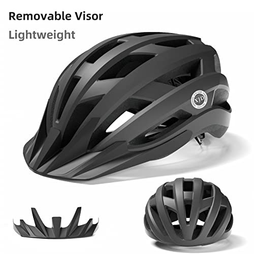 XJD Casco Bicicleta Adulto Certificado CE Casco de Bicicleta con Visera Desmontable Casco de Ciclismo Ligero Protección Seguridad Tamaño Ajustable Ciclismo Carretera, Negro L(58-61cm)