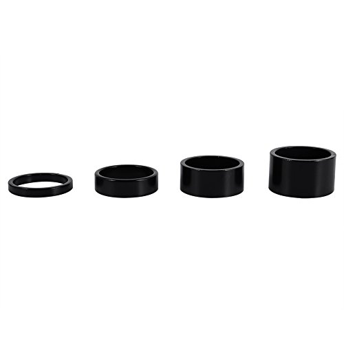 Yagosodee 4pcs/Set 5mm/10mm/15mm/20mm Auricular Espaciador Bicicleta Frente Tallo Tenedor Arandela (Negro)