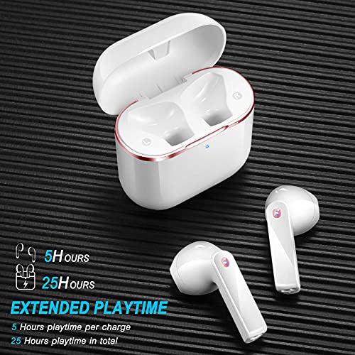 yobola Auriculares Inalámbricos, Auriculares Bluetooth 5.1 HiFi Estéreo, Auriculares Inalambricos Bluetooth con Control Táctil, Micrófono Incorporado, IPX5, para Xiaomi Samsung iPhone Huawei