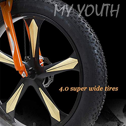 YXFYXF Bicicletas de montaña al Aire Libre de Doble suspensión, Hombres Adultos y Mujeres Variable Bicicletas, 4.0 neumáticos súper Anchos, Cinco-k (Color : Orange, Size : 27-Speed)