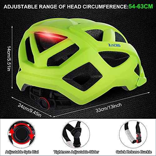 Zacro Casco Bicicleta Montaña MTB - Adulto Cascos Ciclismo con Luz Trasera Recargable y Visera Solar Desmontable, Unisex Casco de Bicicleta Seguridad Superligero Ajustable con Certificado CE, Mate