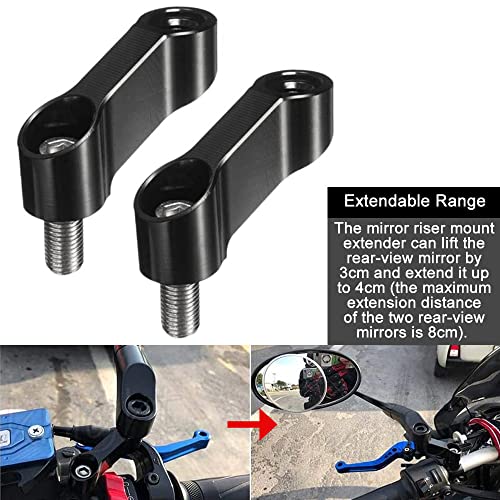 ZACUDA 2 PCS Adaptador de Extensión en Espejo de Motocicleta Extensor de Espejo Retrovisor de Motocicleta Adaptador de Extensión de Retrovisor de Motocicleta Extensor de Espejo de Moto con Tornillos