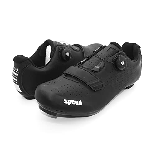 Zapatilla de Ciclismo Profesional Hombre Mujer Zapatos de Ciclismo de Antideslizantes SPD/SPD-SL Lock System para Bicicleta de Montaña/Carretera con Estilo de Encaje rápido Giratorio Negro 41 EU