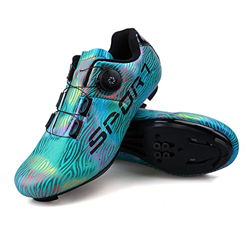 Zapatillas Ciclismo Carretera Hombre Mujere Zapatillas MTB Adulto Cycling Shoes Talla 40 Color Azul Hebilla De Zapato Giratoria Respirable Calzado Ciclismo con Caja De Zapatos