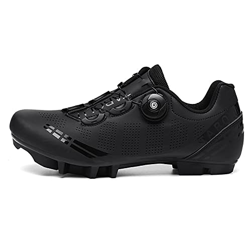 Zapatillas de Bicicleta de Montaña Antideslizantes para Hombre Mujer Zapatillas de Ciclismo MTB Transpirables Profesionales Compatibles con SPD Black 265