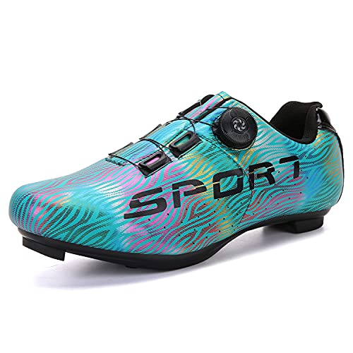 Zapatillas de Bicicleta Unisex con Cerradura Calzado de Ciclismo para Hombre Mujer Zapatillas de Bicicleta de Montaña Transpirables Azul 42 EU