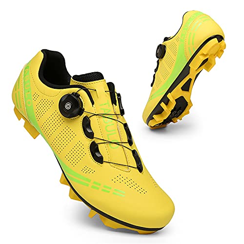 Zapatillas de Ciclismo MTB Hombre Mujer Zapatillas de Bicicleta de Montaña Zapatillas Deportivos con Pedal Autoblocante SPD Yellow-275