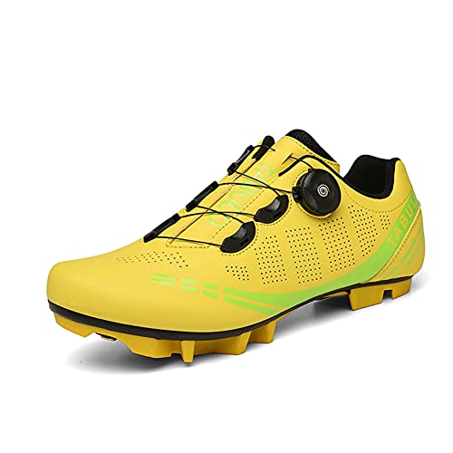 Zapatillas de Ciclismo MTB Hombre Mujer Zapatillas de Bicicleta de Montaña Zapatillas Deportivos con Pedal Autoblocante SPD Yellow-275