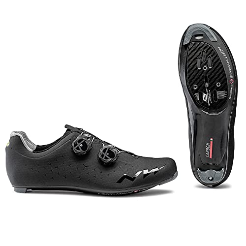 Zapatillas de Ciclismo para Carretera Spike 2 - Color Negro - Talla 42 - Zapatillas para Bicicleta BTT con Suela Jaws y con Banda de Rodadura de Caucho Natural para un Mejor Agarre - Northwave