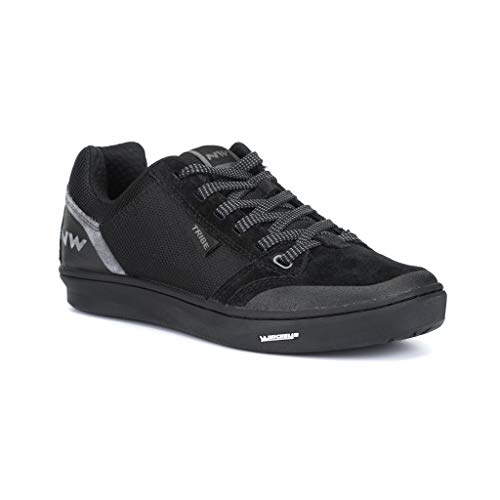 Zapatillas de Ciclismo para Carretera Tribe - Color Negro y Gris - Talla 42 - Zapatillas para Bicicleta MTB con Buen Agarre en los Pedales y Resistente a la Abrasión en la Punta- Northwave