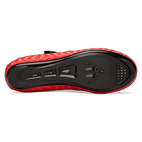 Zapatillas de Ciclismo para Hombre Zapatillas de Bicicleta de Carretera para Mujer compatibles con Look SPD SPD-SL Delta Cleats Zapatillas de Spinning para Interiores Exteriores Rayas Rojo270