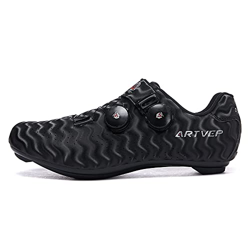 Zapatillas de Ciclismo para Hombre Zapatillas de Bicicleta de Carretera para Mujer compatibles con Look SPD SPD-SL Delta Cleats Zapatillas de Spinning para Interiores Exteriores Rayas Negro270