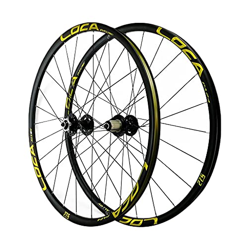 ZCXBHD 26/27.5/29 Pulgadas Ruedas MTB Llanta Aleación Liberación Rápida Freno Disco Ruedas MTB Delantera y Rueda Trasera 7-12 Velocidad (Color : Gold, Size : 27.5in)