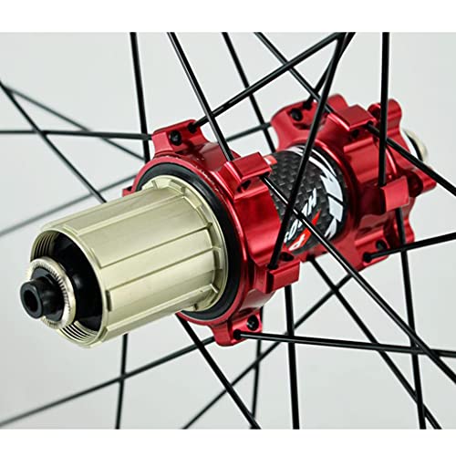 ZCXBHD 40mm Llanta De Aleación Aluminio De Doble Pared QR Freno Disco 700C Bici Carretera Ruedas 24 Agujeros 7-12 Velocida (Color : Red, Size : 700C)