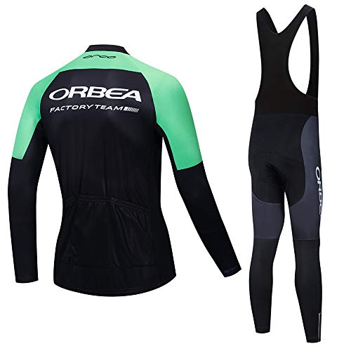 ZDFLC Invierno Conjunto Ropa Ciclismo para Hombre, Térmico Maillot Ciclismo Manga Larga con pantalón Largo para MTB