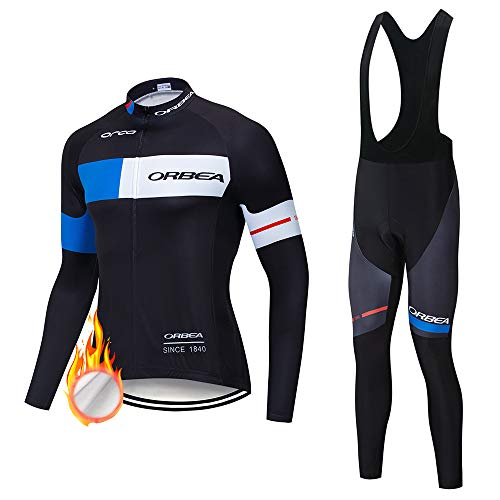 ZDFLC Ropa Ciclismo Verano para Hombre, Hombre Maillot Manga Larga de Ciclismo con Forro Térmico de Lana y Culotte Pantalones Cortos para Invierno