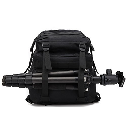 ZEHNHASE Mochila Táctica Impermeable 45L Gran Capacidad Nylon 600D Múltiples Bolsillos para Senderismo Acampada, Montañismo, Caza, Aire Libre Ciclismo y más(Negro)