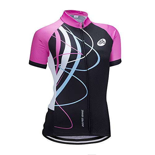 ZEROBIKE Manga Corta Ciclismo MTB Maillot para Mujer, Jersey Ropa Transpirable para Deportes al Aire Libre Ciclo Bicicleta (Polvo galopante, M)