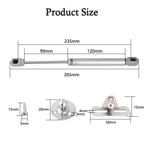 ZFYQ Pistones a Gas, 4pcs Hidráulico Muebles Cocina Amortiguador Puertas Elevables 150N/15kg 270mm Bisagras Resortes Armario con Tornillos