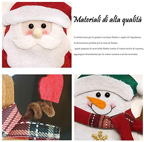 ziidoo 6 Pcs Bolsita para Cubiertos de Navidad, Mu?Eco de Nieve de Alces de Santa Claus, Decoraci¨®n de Mesa