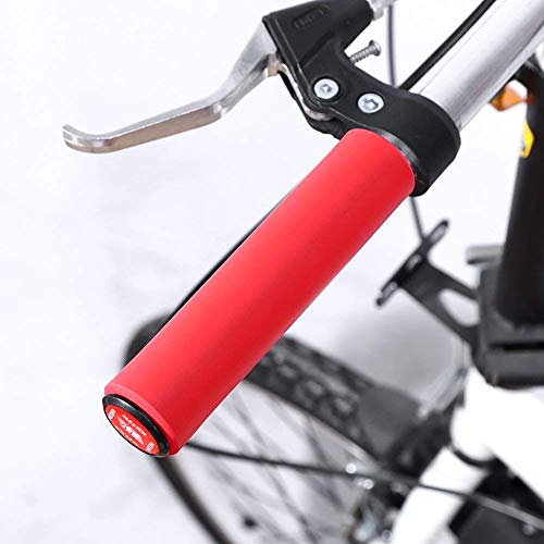 ZJchao 1par Puños de Silicona Antideslizante Bicicleta de montaña de Ciclismo Manillar Universales Ergonomicos (Rojo)