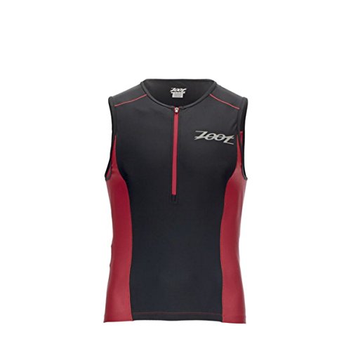 Zoot Active Tri Mesh Tank Top – Camiseta de Triatlón para Hombre, Camiseta de Triatlón Active Tri Mesh Tank, Black/Race Day Red, XS