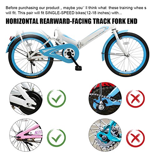 ZOSEN Bicicleta Ruedas de Entrenamiento para niños Estabilizadores de Bicicletas Ruedas de Soporte para Bicicletas de 12 14 16 18 20 Pulgadas (1 par, Negro)