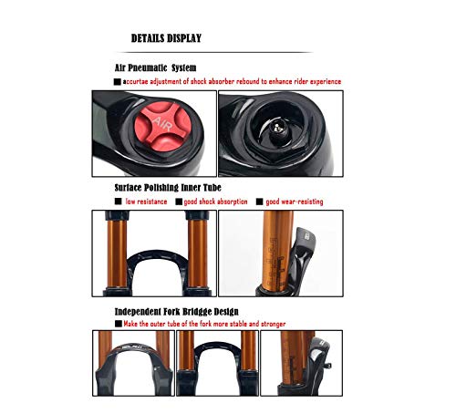 ZTZ 【 Tenedor de aire de aleación de magnesio de montaña delantera horquilla amortiguador de presión de aire horquilla horquilla accesorios 26 Romote Lock Out