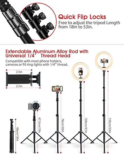 10" Aro de Luz Selfie Trípode, Anillo de Luz LED con Soporte para Móvil con Control Remoto Regulable para Transmisión en Vivo, Maquillaje Youtube Tiktok Fotografía Compatible con iOS Android