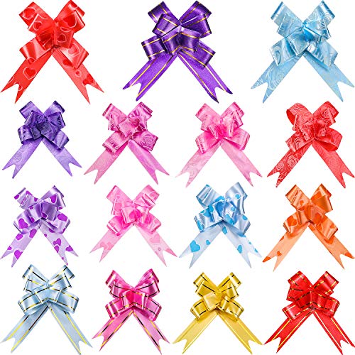 150 Mini Lazos para Envolver Regalos, Lazos de Regalo de Organza de 2,7 Pulgadas, Lazos de Cinta de Nudo de Regalo para Navidad, Boda, Decoración de San Valentín y Regalo de Cumpleaños