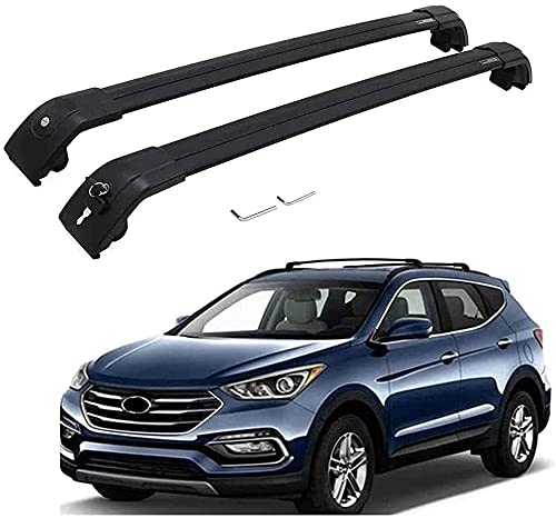 2 piezas Barra de techo para Hyundai Santa Fe 2013-2018, Aleación de aluminio Barras transversales para portaequipajes de techo para llevar Canoe Bike Kayak ect