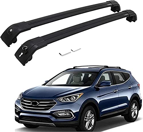 2 piezas Barra de techo para Hyundai Santa Fe 2013-2018, Aleación de aluminio Barras transversales para portaequipajes de techo para llevar Canoe Bike Kayak ect