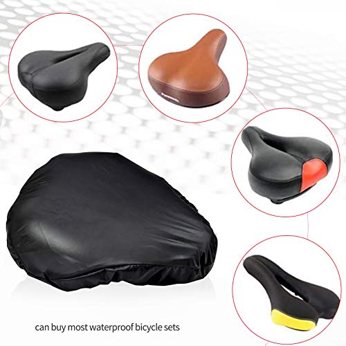 2 x Funda Impermeable para Sillín de Bicicleta con Bolsa de Almacenamiento, Cubre Cojín del Asiento de Bicicleta Cubierta de Asiento Cubierta de Lluvia - Negro