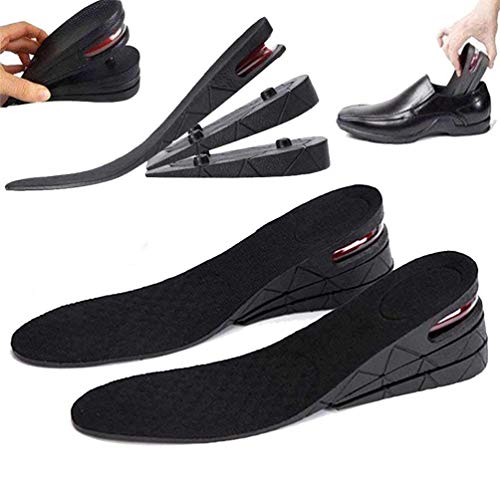 3 capas de aumento de altura Plantillas de zapatos Elevador Kit de elevación de hasta 7 cm 2.8 "Unisex Cojín de aire Almohadilla del talón Boot Insertar Taller