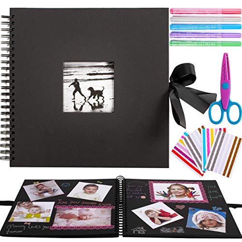 30x30 cm Kit Álbum de Fotos Scrapbook Recortes para Pegar con Tijeras y 216 Esquineras para Fotografías, Ideal para Regalar o para Uso Propio,60 Páginas