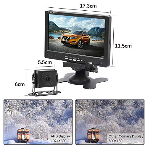 3T6B 7 Pulgadas Pantalla Marcha Atrás de Cámara Kit, Pantalla Monitoreo de Seguridad de Video Marcha Atrás Cámara de Impermeable, para Autobuses, Camiones, Remolques