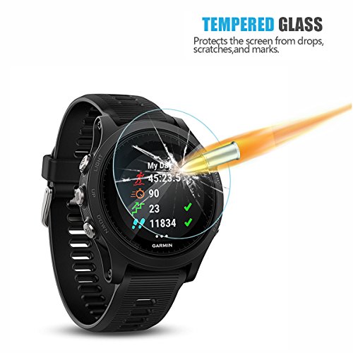 [4-Unidades] Garmin Forerunner 935 Protector de Pantalla Cristal Vidrio Templado, Akwox 9H Dureza, Anti-caída, Película de protección Vidrio para Garmin Forerunner 935