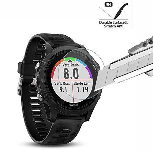 [4-Unidades] Garmin Forerunner 935 Protector de Pantalla Cristal Vidrio Templado, Akwox 9H Dureza, Anti-caída, Película de protección Vidrio para Garmin Forerunner 935