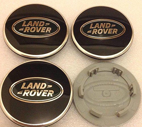 4 x Land Rover 63 mm Buje Tapas Buje Tapa Tapacubos Llanta Tapa Cromo Negro